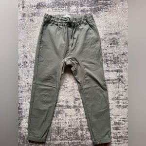 Drop crotch olive green pants